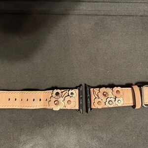 Coach Tea Rose Glove tanned leather with Swarovski crystals Apple Watch Band